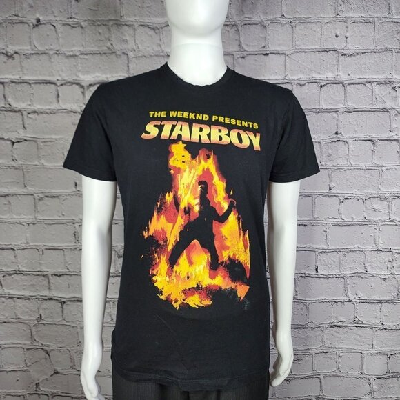 XO Marvel x The Weeknd Starboy Black Cotton T-Shirt, Men's Medium - Picture 2 of 8